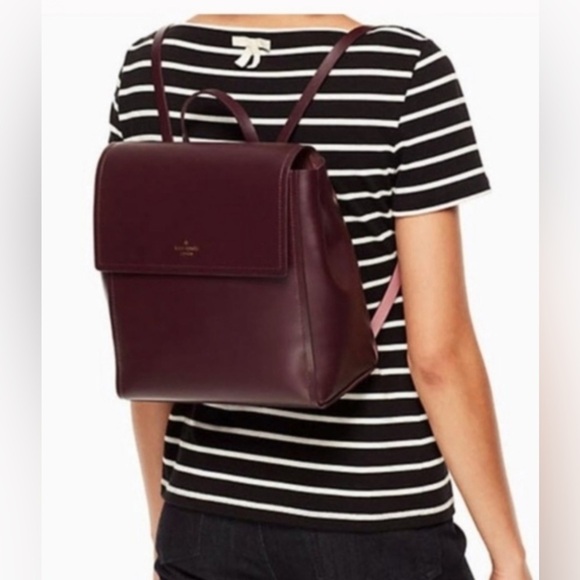 Kate Spade Somerville Road Backpack mahogany plum leather ballerina pink lining main image 7
